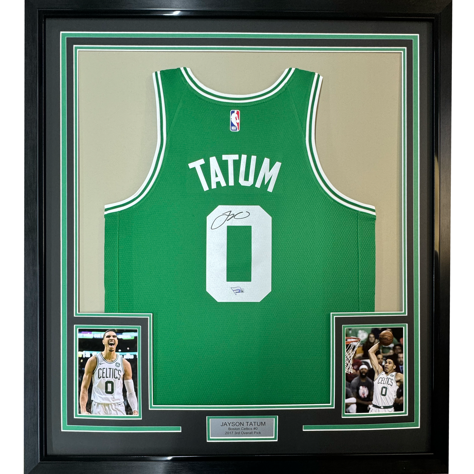 Jayson Tatum Autographed Signed Boston Celtics FRAMED / 33x42 Celtics Green Jersey Fanatics COA 