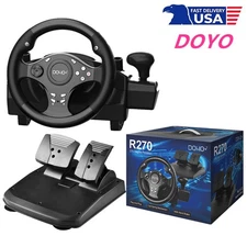 DOYO 270° Pro Universal Vibration Gaming Steering Wheel with Pedals
