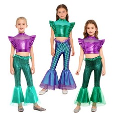 Kids Girls Outfit Ruffle Set Sleeveless Costumes Halloween Cosplay Rhinestone