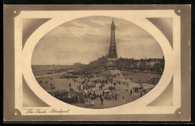 Blackpool, The Sands, The Tower, Ansichtskarte 