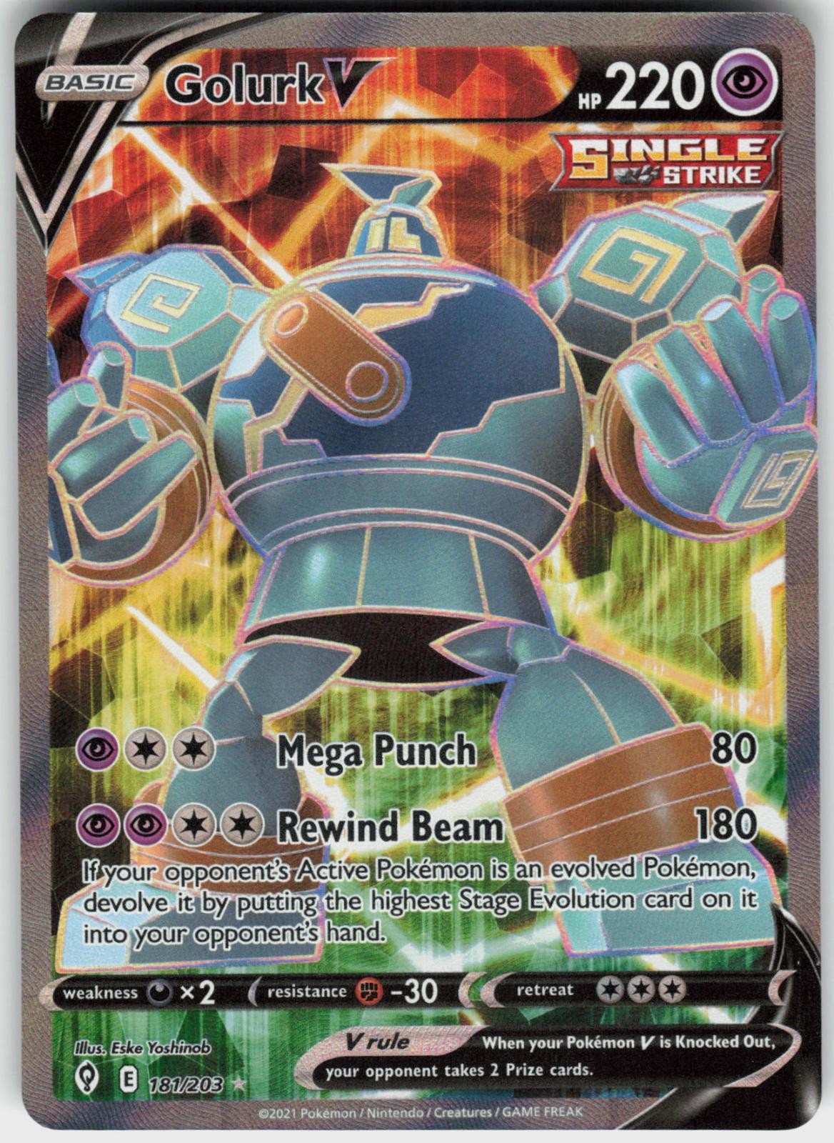 Golurk V 181/203 UR Evolving Skies Holo NM/M