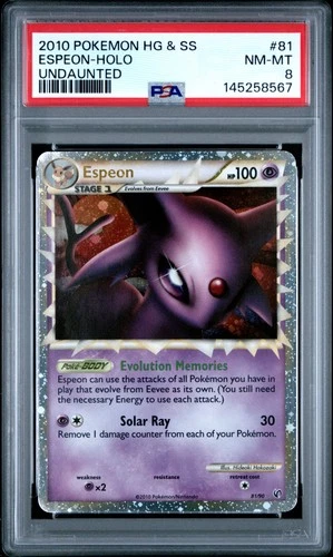 2010 POKEMON HEARTGOLD & SOULSILVER UNDAUNTED #81 ESPEON-HOLO PSA 8