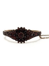 ANTIQUE VICTORIAN BOHEMIAN GARNET HINGED BANGLE BRACELET 6.5 INCHES