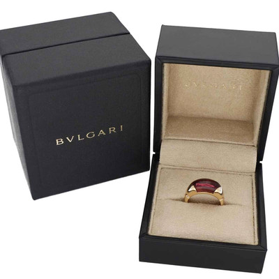 Bvlgari Vintage Celtaura Pink Tourmaline 18k Yellow Gold Ring with Box US6 EU52
