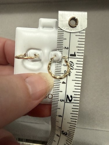 10K Real Solid Yellow Gold Baby Children’s Wave Hoops Earrings Small Size 12mm