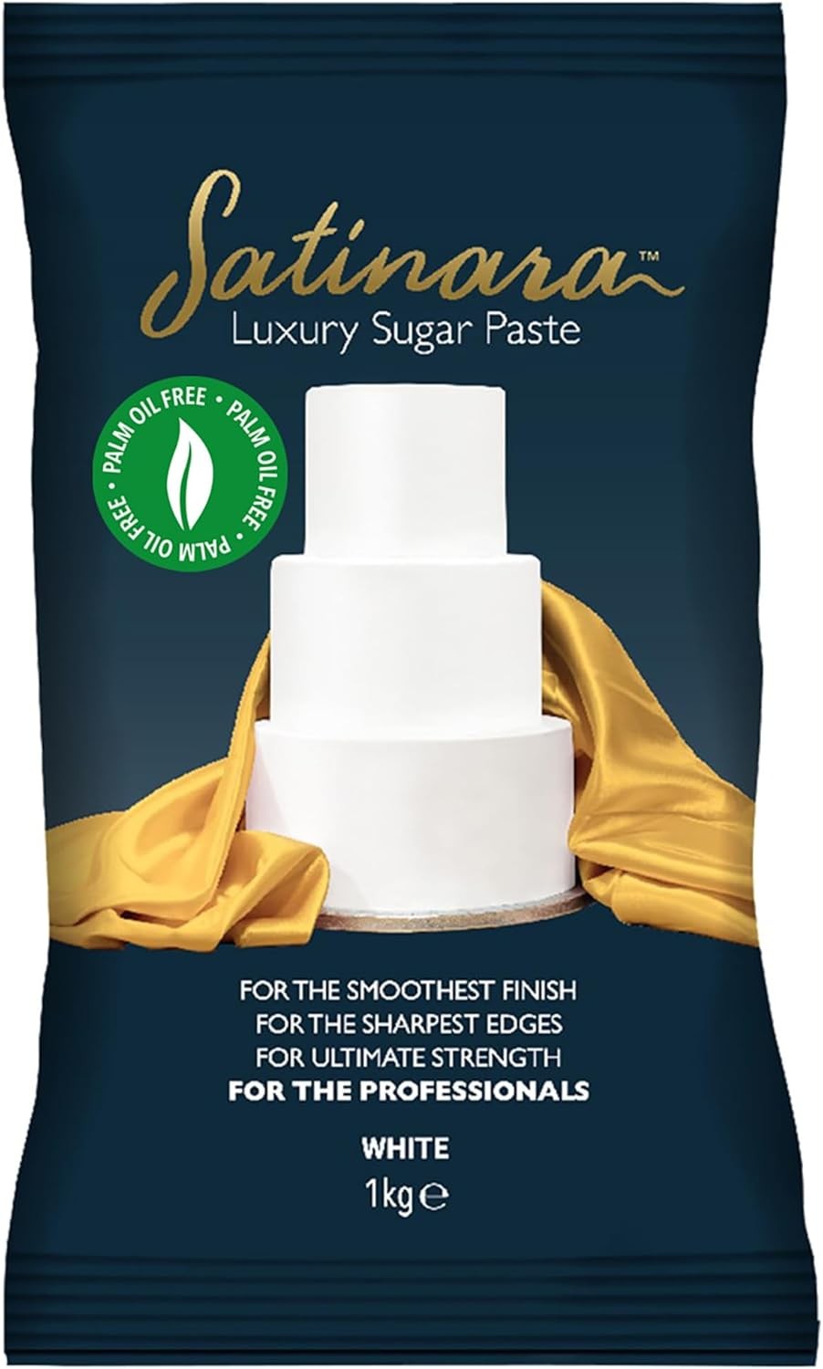 Satinara Luxury White Sugar Paste for Cakes and Bakes, Palm Oil Free, White Fon