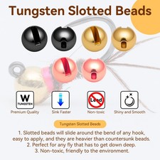 100pcs Tungsten Slotted Fly Tying Beads, 3 Colors
