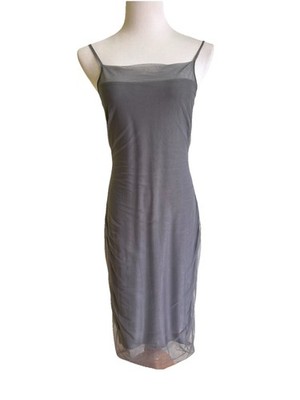 TONI GARD Gray Mesh Slip Dress M