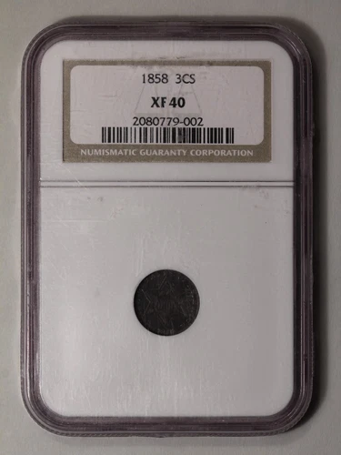 1858 Three Cent Piece - Silver Type 2 3CS NGC XF40