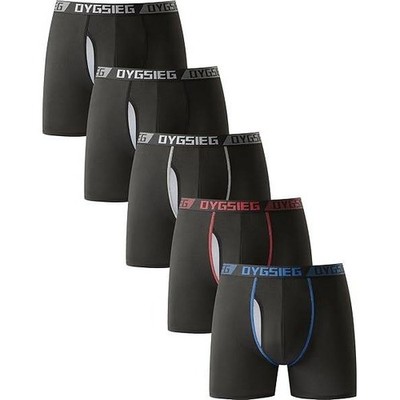 Set of 5 MSRP $20 OYGSieg Men's S Boxer Briefs,Fly with Built-in Total Support