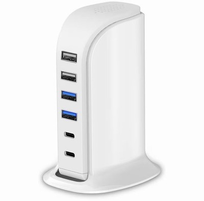USB Charger Station 6 Port Desktop Charging Station for Multiple Devices