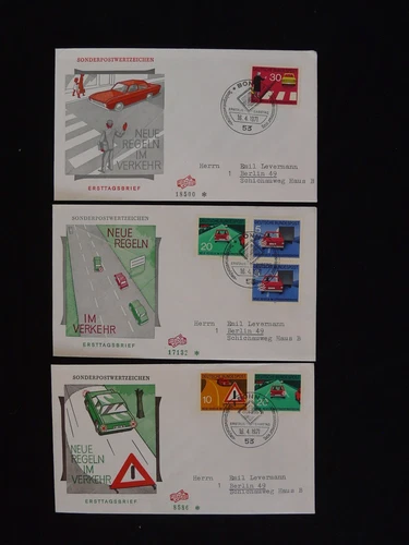 road safety automobile cars set of 3 FDC Germany 1971