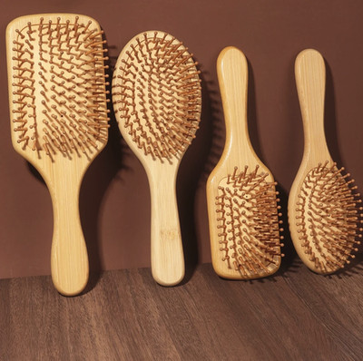 1pc Natural Bamboo Paddle Air Cushion Comb Anti-Static Scalp Massage - NEW