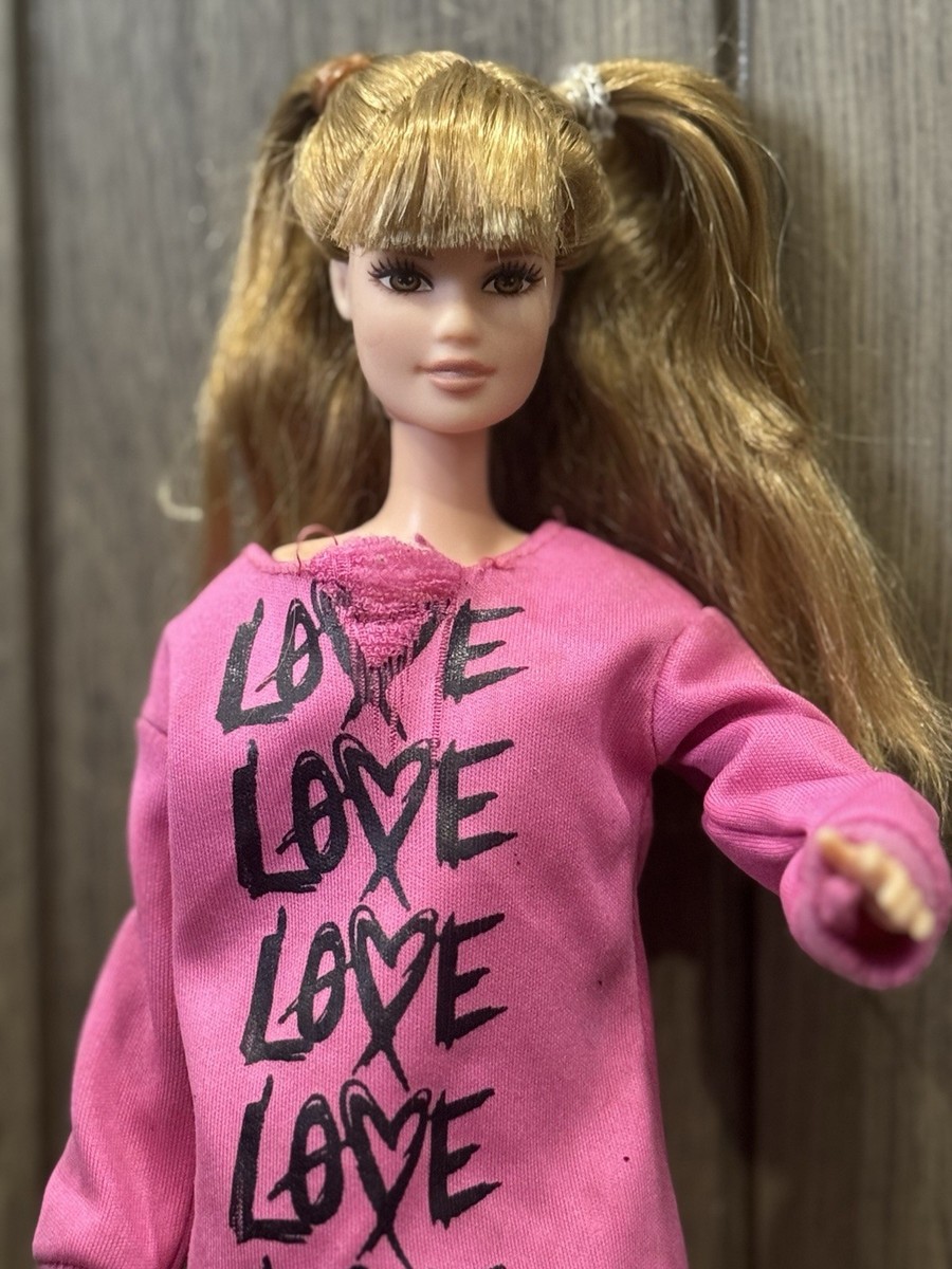 2017 Barbie Fashionistas Doll #79 Bangs Tall Love Pink Dress
