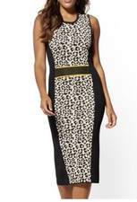 New York & Company NWT Sleeveless Sweater Leopard Print Midi Dress, Small
