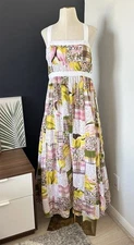 Grace Elements Maxi Long Patchwork Dress Dot Floral Sleeveless Cottage Garden