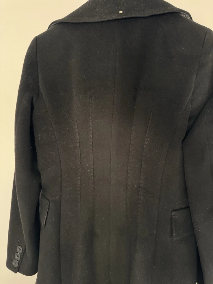 Abrigo Max Mara Sportmax Negro 100% Lana Virgen y Cuero Talla US8, IT42 Foto 4 de 4