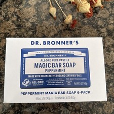 Dr Bronner  s peppermint soap bar Pack Of 6 Peppermint