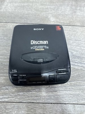Sony Discman D-33 Portable CD Player - Mega Bass - Black - 1992 - Tested & Works