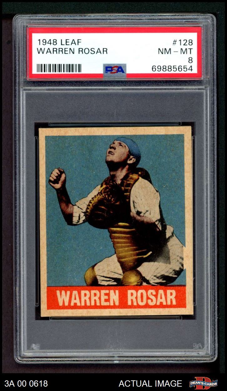 1948 Leaf #128 Buddy Rosar Athletics PSA 8 - NM/MT