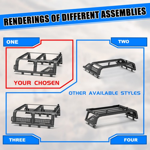 Modular Adjustable Overland Bed Rack Roll Bar For Chevy Ford Toyota Dodge Nissan - Picture 43 of 59