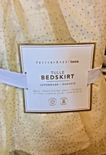 Pottery Barn Teen Tulle Queen Bed Skirt NWT Gold Sparkle Sequins Princess Fairy