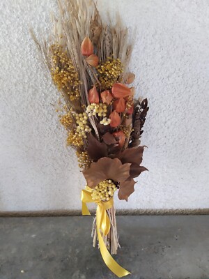  Natürlicher gelber Trockenblumenstrauß, orange Blumen, neu, Geschenkidee