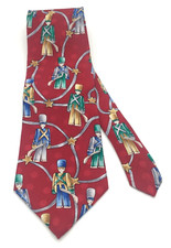 Mens Holiday Christmas Red Toy Soldier Wembley Tie 58" Long Silk Made In USA