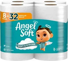 Angel Soft Toilet Paper, 8 Mega Rolls = 32 Regular Rolls, Soft and Strong
