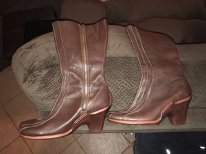 timberland round toe leather tall boots