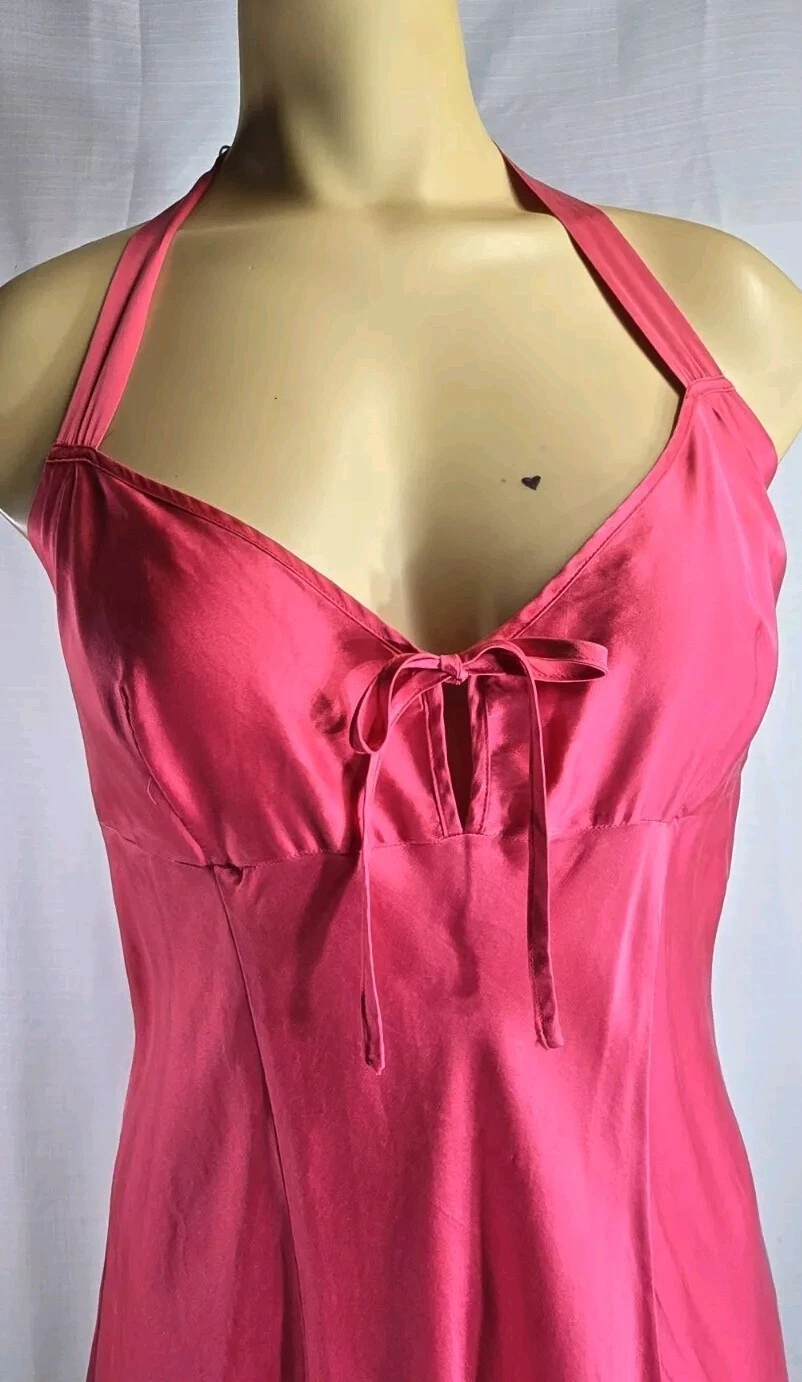UNDERCOVER Abito slip anni 90 Victoria’s Secret seta corallo rosa con fiocco taglia M