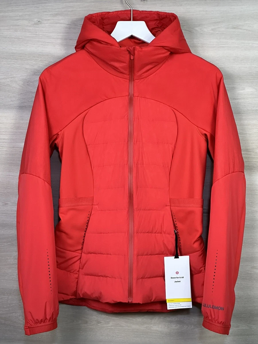 Lululemon Down for It All Jacket 700 Fill Size 8 Carnation Red