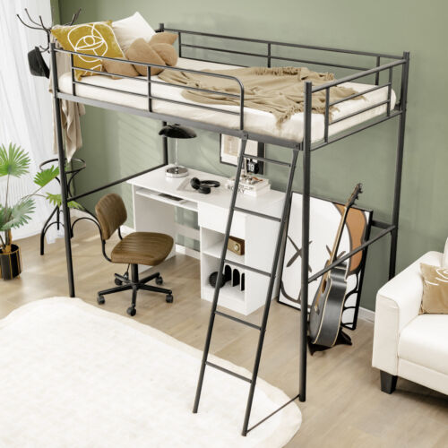 Giantex Loft Bed Frame Heavy-duty Metal Bed Frame Single Size for Teen & Adult - Picture 2 of 11