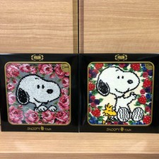 Feiler Peanuts Snoopy Collaboration Handkerchief Set Of 2 Rose Wreath Berry Ebay