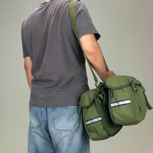 TOURBON Bike Panniers Rear Rack Saddle Bag Shoulder Pack Storage Carrier Green - Picture 18 of 20