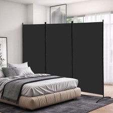 3-Panel Room Dividers and Folding Privacy Screens for Out/ Indoor Office Black