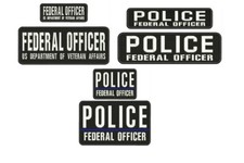 6 EMBROIDERY PATCHES 6X10 4X6 3X11 2X9 4X10 AND 2X5 HOOK ON BACK WHITE ON BLACK