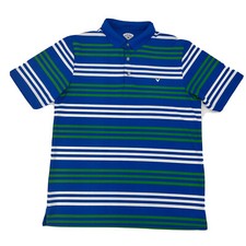 Callaway Shirt Men's M Blue White Green Stripes Short Sleeve Polo Golf