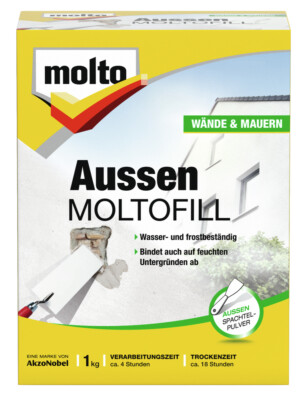 MOLTO Moltofill Spachtelpulver Außen 1 kg / 2 kg Reparaturspachtel Spachtelmasse
