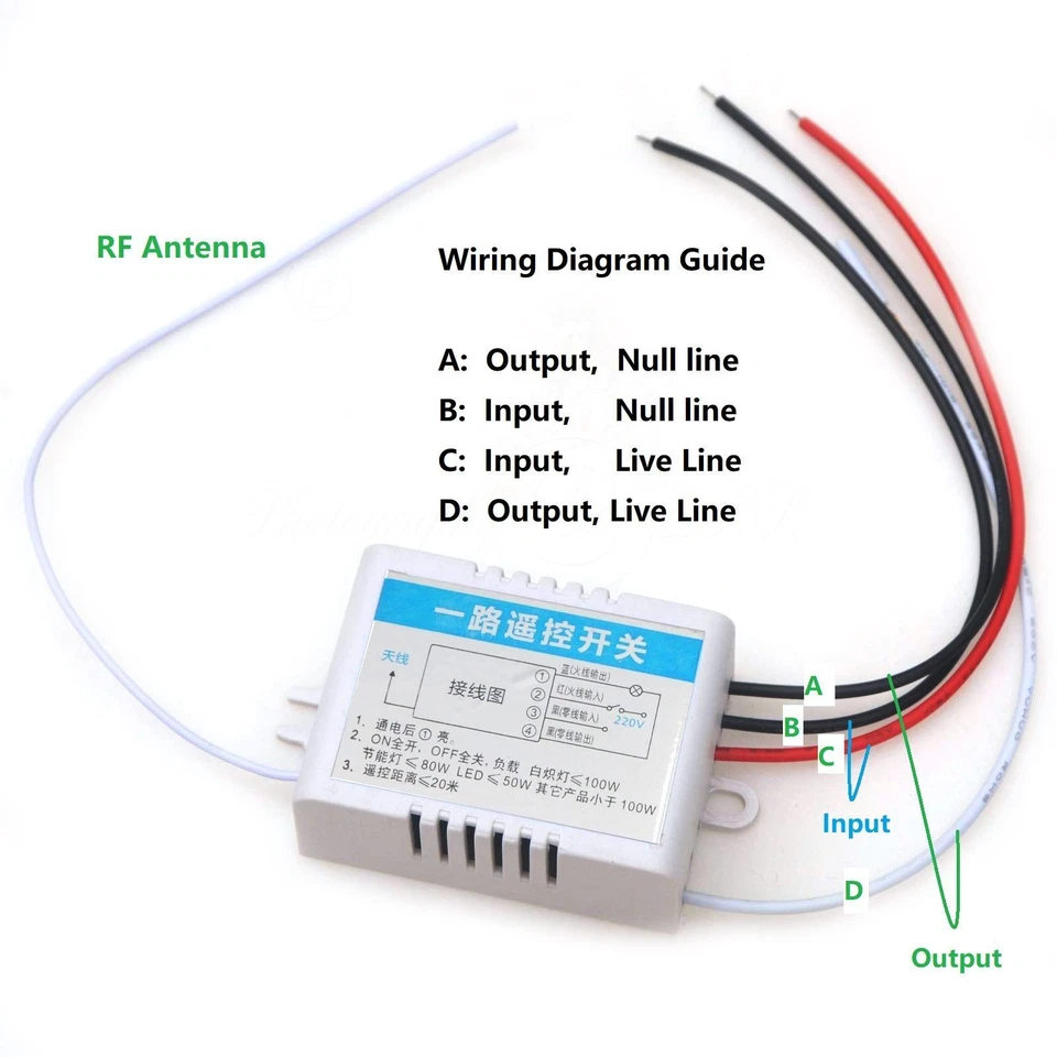 Wireless RF Remote Control Receiver +2 Switch For Lighting Electric Appliances - Image 3 of 4