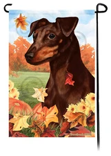 Falling Leaves Garden Flag - Uncropped Chocolate and Tan Min Pin