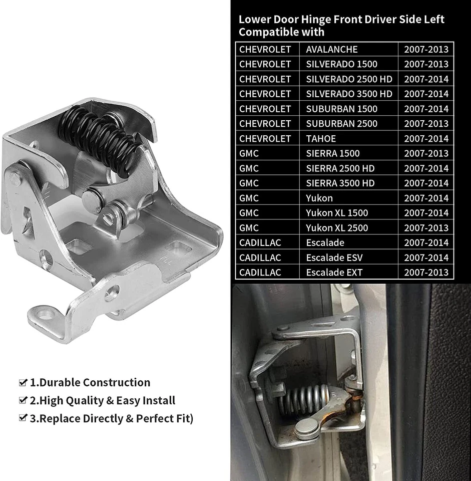 Door Hinge Driver Side Front Lower For Chevy Silverado 2500/3500 HD 2007-2014 Foto 3 de 4