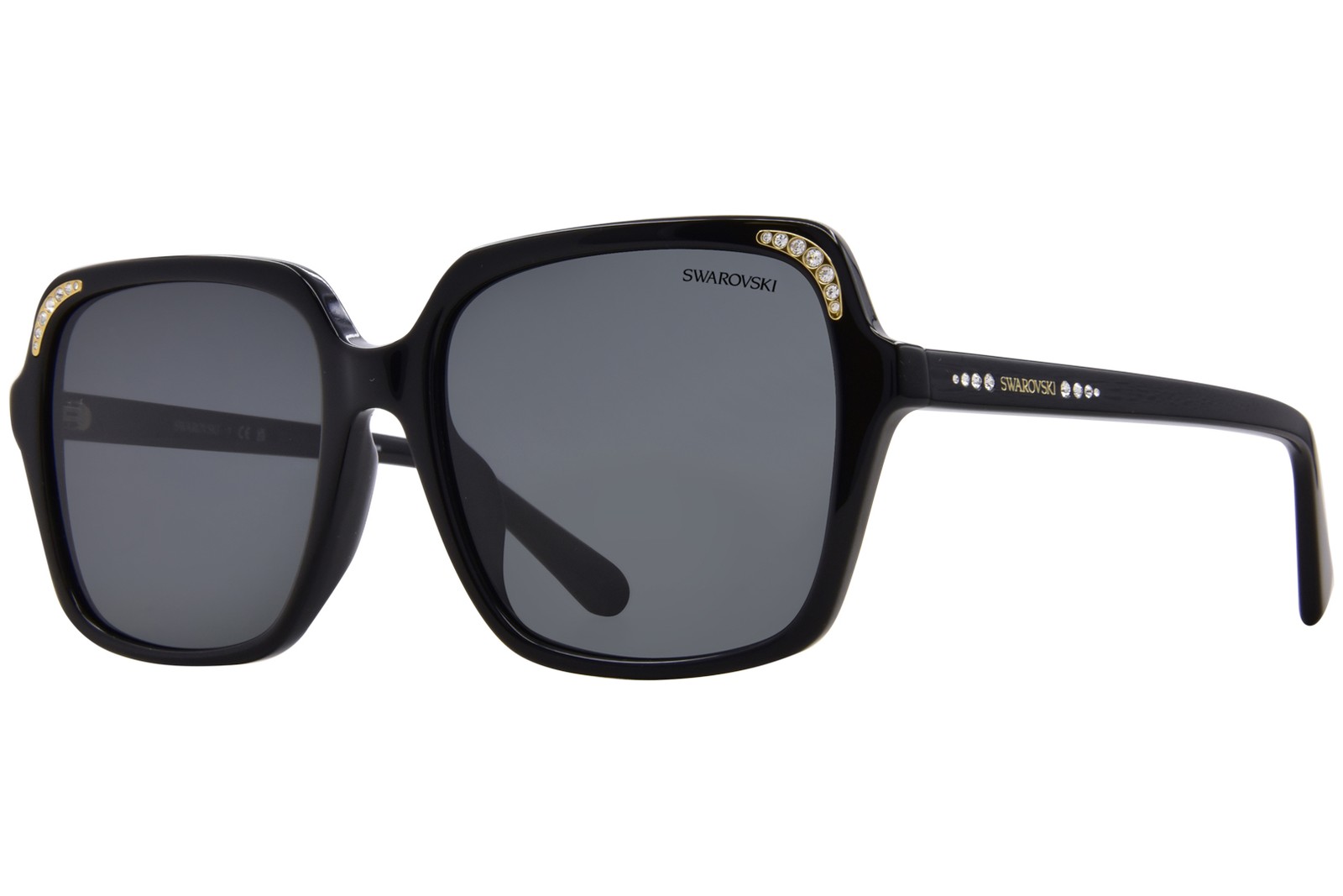 Солнцезащитные очки Swarovski SK6034D 100187 Женские черныетемно-серые квадратной формы 56 мм 18890₽