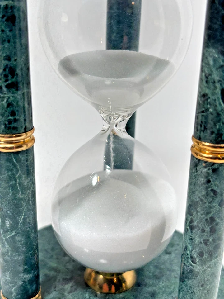 Oracle 1999 App Creation Employee Award 7" Hourglass Timer Gold & Marble Vintage - Image 2 of 4