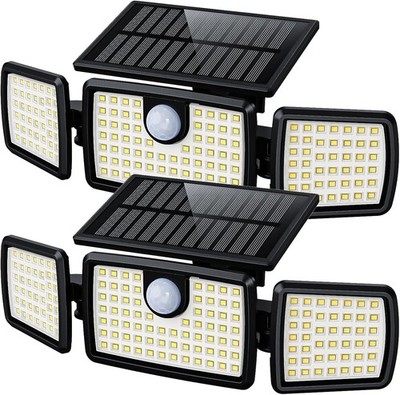 Solar Flood Lights Outdoor, 2500LM Motion Sensor Security Lights with 270° Wi...