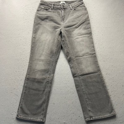 LL Bean Womens 10 PET Flannel Lined Jeans Grey Classic Fit Straight Leg 301796