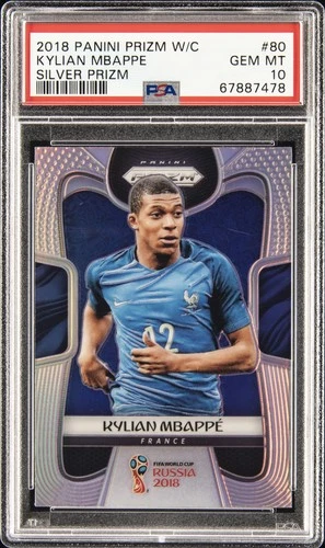 2018 PANINI PRIZM WORLD CUP SILVER PRIZM #80 KYLIAN MBAPPE PSA 10