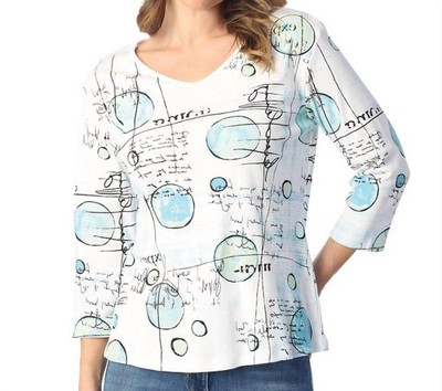 Jess & Jane Journey Printed Cotton Top White