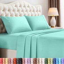 Queen Size Sheet Set   4 Piece Bed Sheets, Soft and Breathable Microfiber, In...