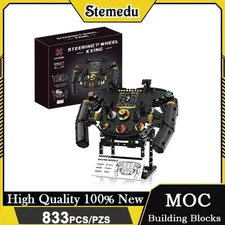 833PCS Racing Steering Wheel Building Kit with Phone Holder Simulation Model Car